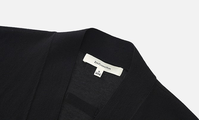 ZHUCHONGYUN black wrap-style tie waist long sleeved top-REIGN.