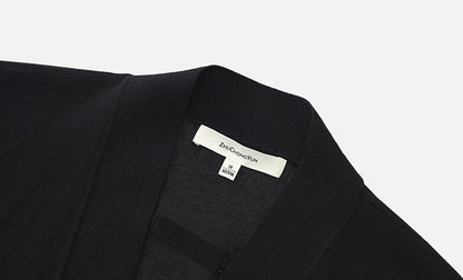 ZHUCHONGYUN black wrap-style tie waist long sleeved top-REIGN.