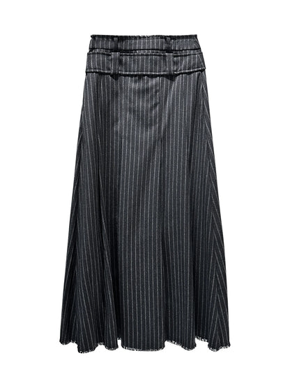 ANNAKIKI Wool Deconstructed Double Waist Head Pleated Skirt-SHIN
