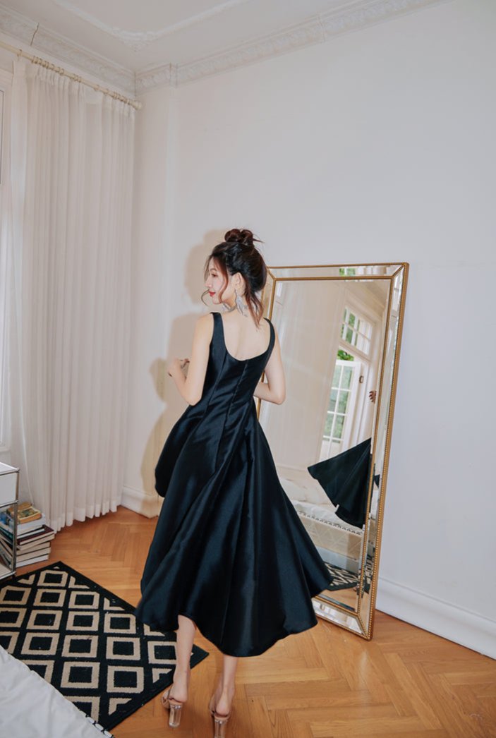 Dolly Elegant Retro Style Square Collar Sleeveless High Waist Formal Dinner Dress- DARANA