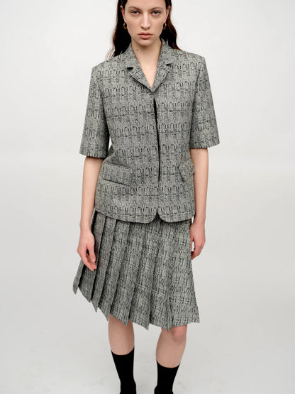 SERRER Black and white textured design pleated skirt - LIAM.