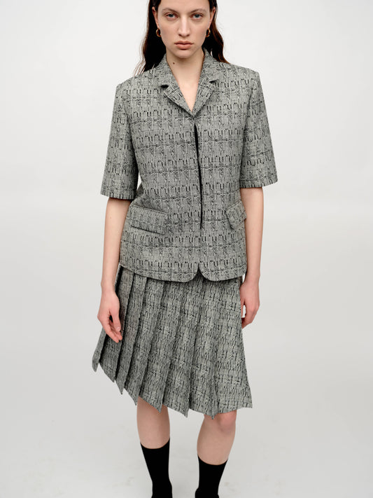 SERRER Black and white textured design pleated skirt - LIAM.