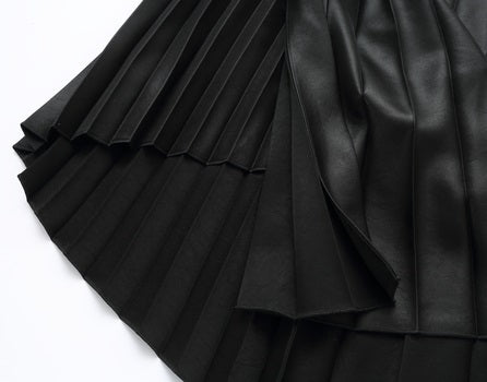 COMME MOI Lv Yan designer women's beaded triacetate commuter skirt - WILLOW.