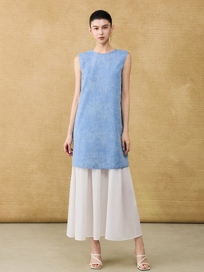 HECO Chinese women's summer  diamond blended linen vest dress - SWET.