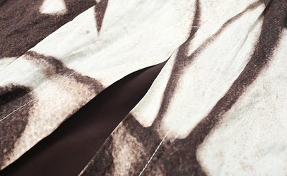 ZHUCHONGYUN Autumn Stork Leaf Slit Drawstring Skirt--YATO.