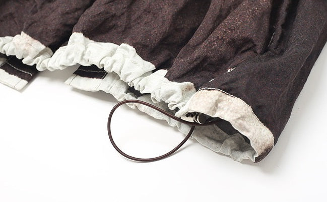 ZHUCHONGYUN Autumn Stork Leaf Slit Drawstring Skirt--YATO.