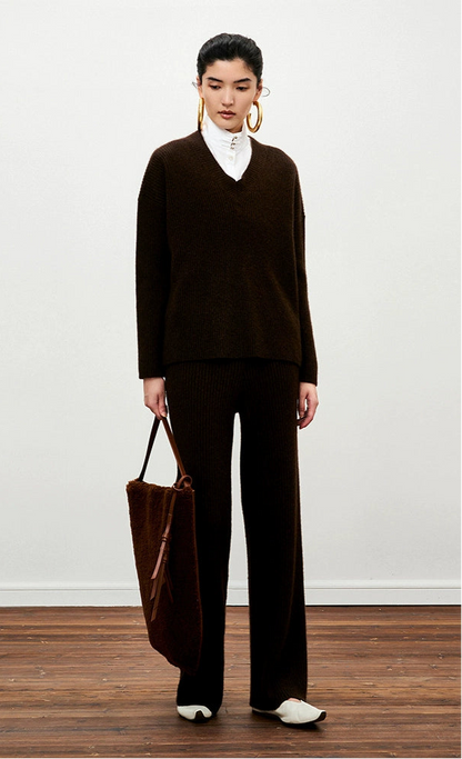 ZHUCHONGYUN Winter Slim Fit Yak Fleece Knitted Pants--FUDOU.