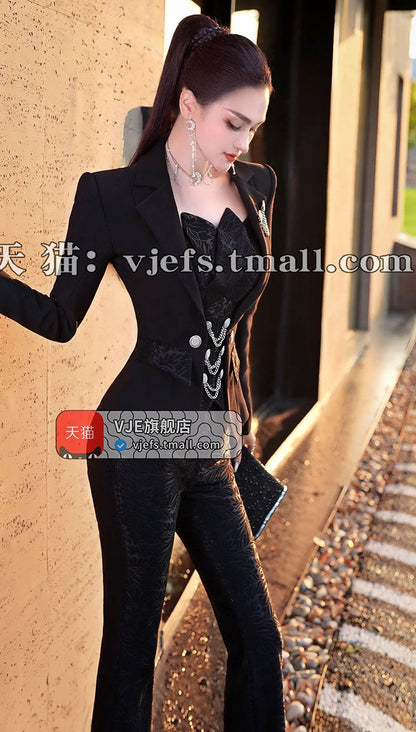 VJE  flared pants and top two-piece set suit-HWA.