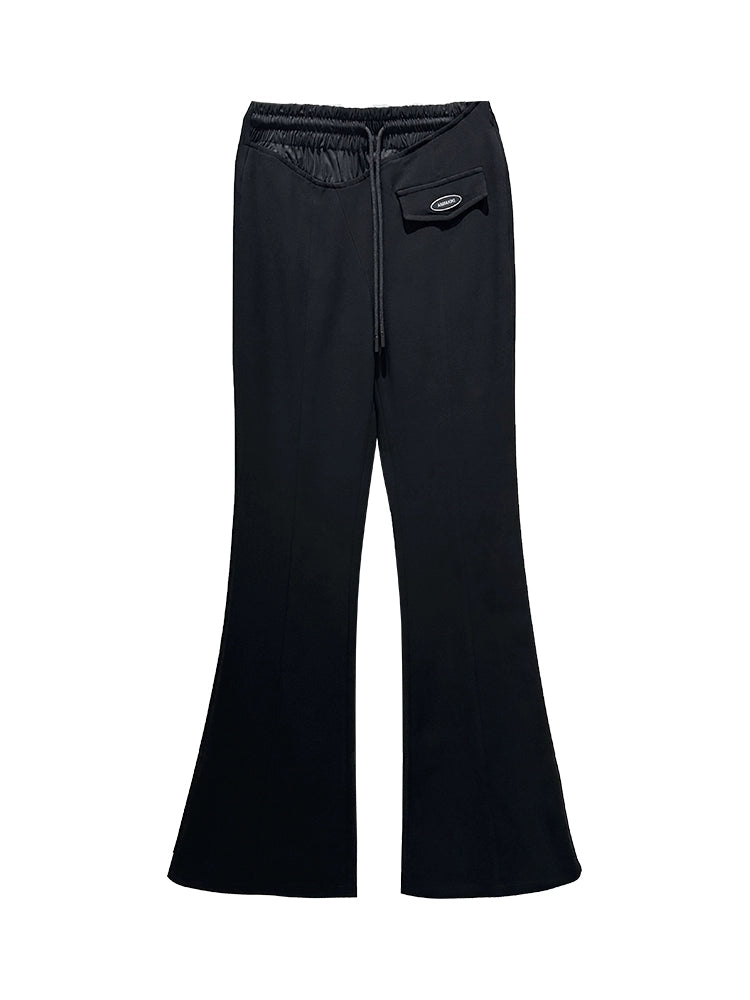 ANNAKIKI Designer Black Acetate Irregular Waist Boots Pants-KOHAKU