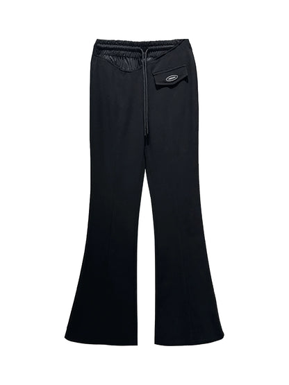 ANNAKIKI Designer Black Acetate Irregular Waist Boots Pants-KOHAKU