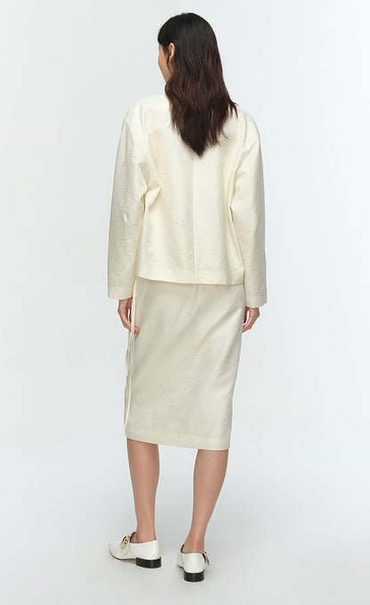 COMME MOI Lu Yan designer's new women's silk wool jacquard overlapping straight skirt - LIAM .