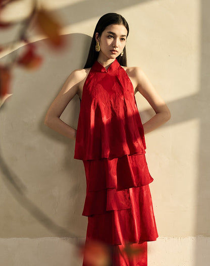 HECO acetate layers sleeveless halterneck dress Women - PRAISES.