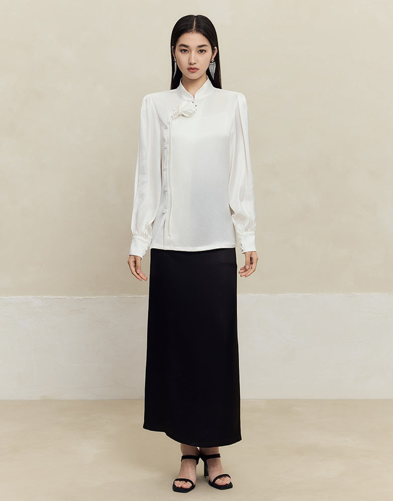 HECO acetate drape feeling thin long skirt women - great.