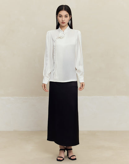 HECO acetate drape feeling thin long skirt women - great.