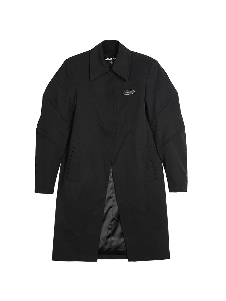 ANNAKIKI black 3D three-dimensional split-sleeve trench coat jacket for women-CONRAD