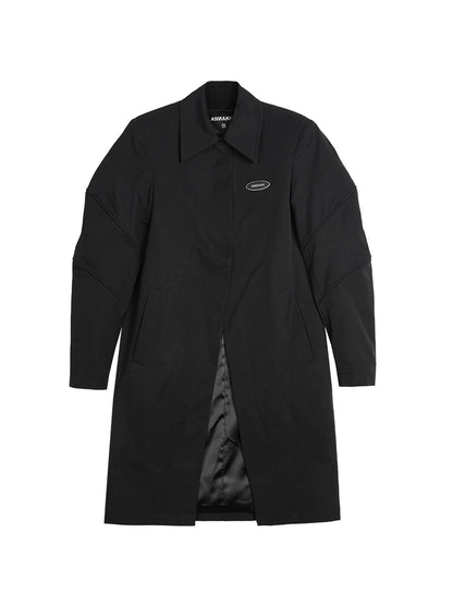 ANNAKIKI black 3D three-dimensional split-sleeve trench coat jacket for women-CONRAD