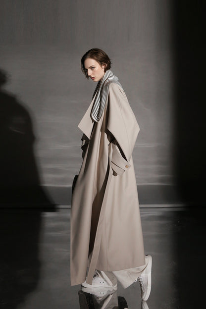 PIAOIN Haute Couture Large-lapel Silhouette Trench Coat Jacket -BECK