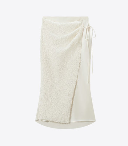 COMME MOI Lv Yan designer summer new women's satin panel asymmetrical straight skirt - MESSIAH.