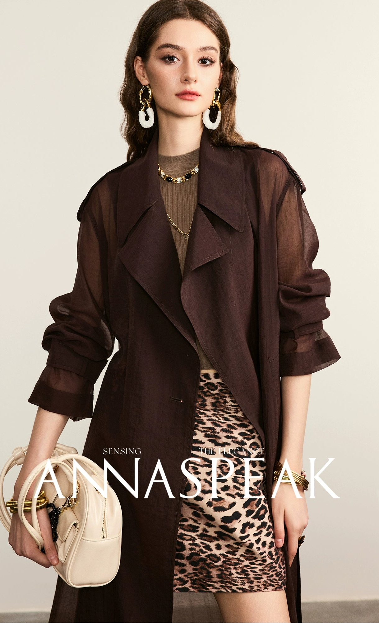 ANNASPEAK Machine  Midi Length Lightweight Loose Silhouette Long Trench Coat-MUA.