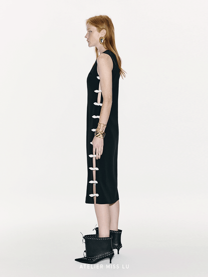 ATELIER MISS LU Rabbit Ears Bow Contrasting Patchwork Dress - NEXTER.