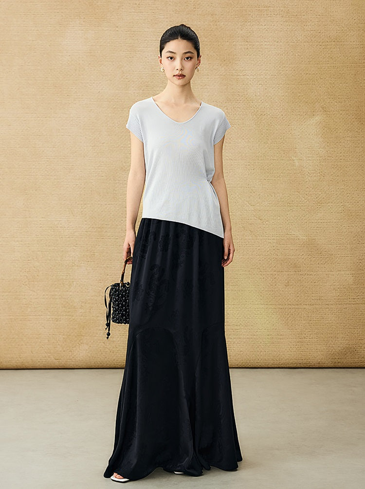 HECO Chinese Style Acetate Jacquard Elasticated High-waisted Fishtail Skirt - BETH.