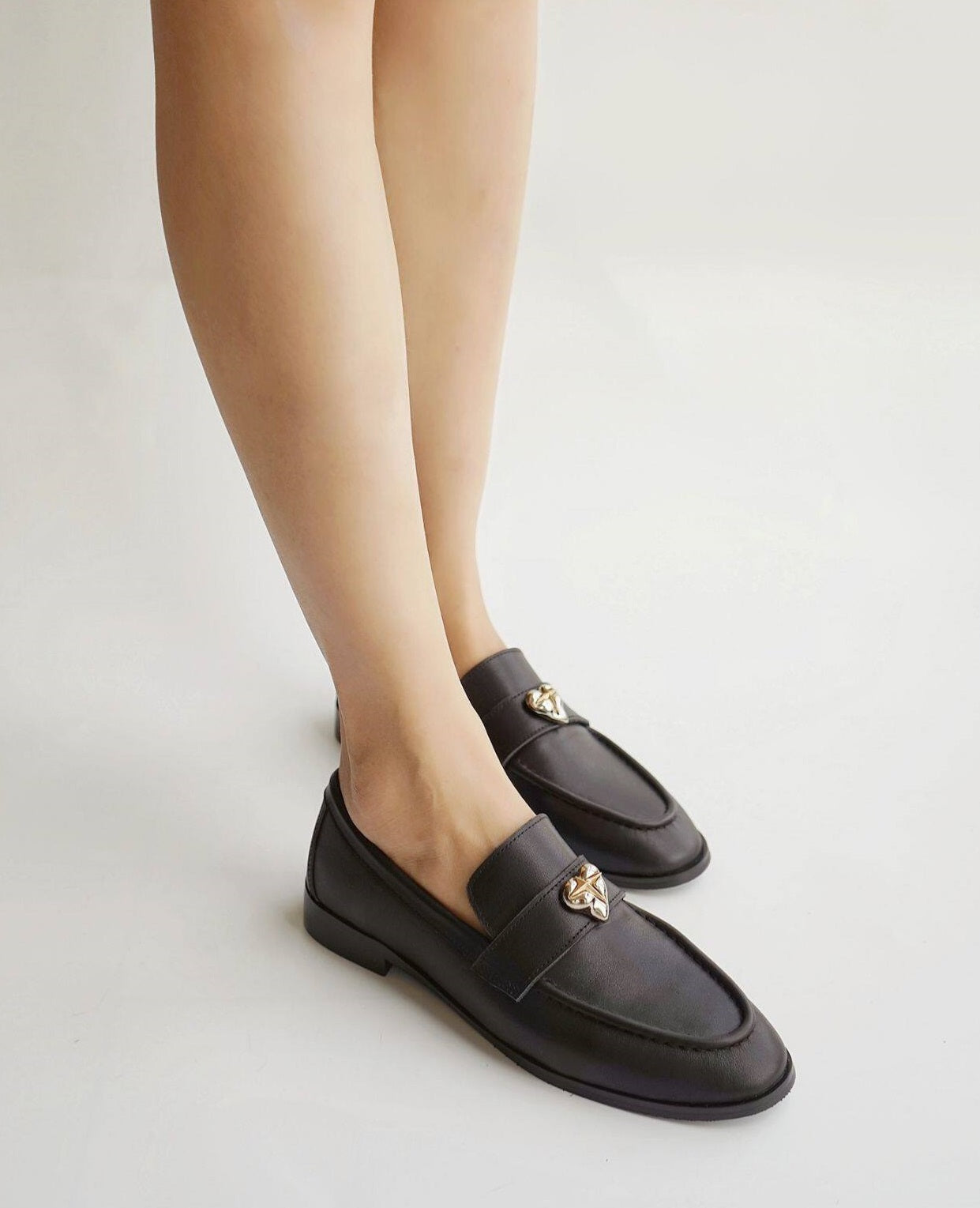 B-FEI classic black leather round-toe shoes-CHOJI.