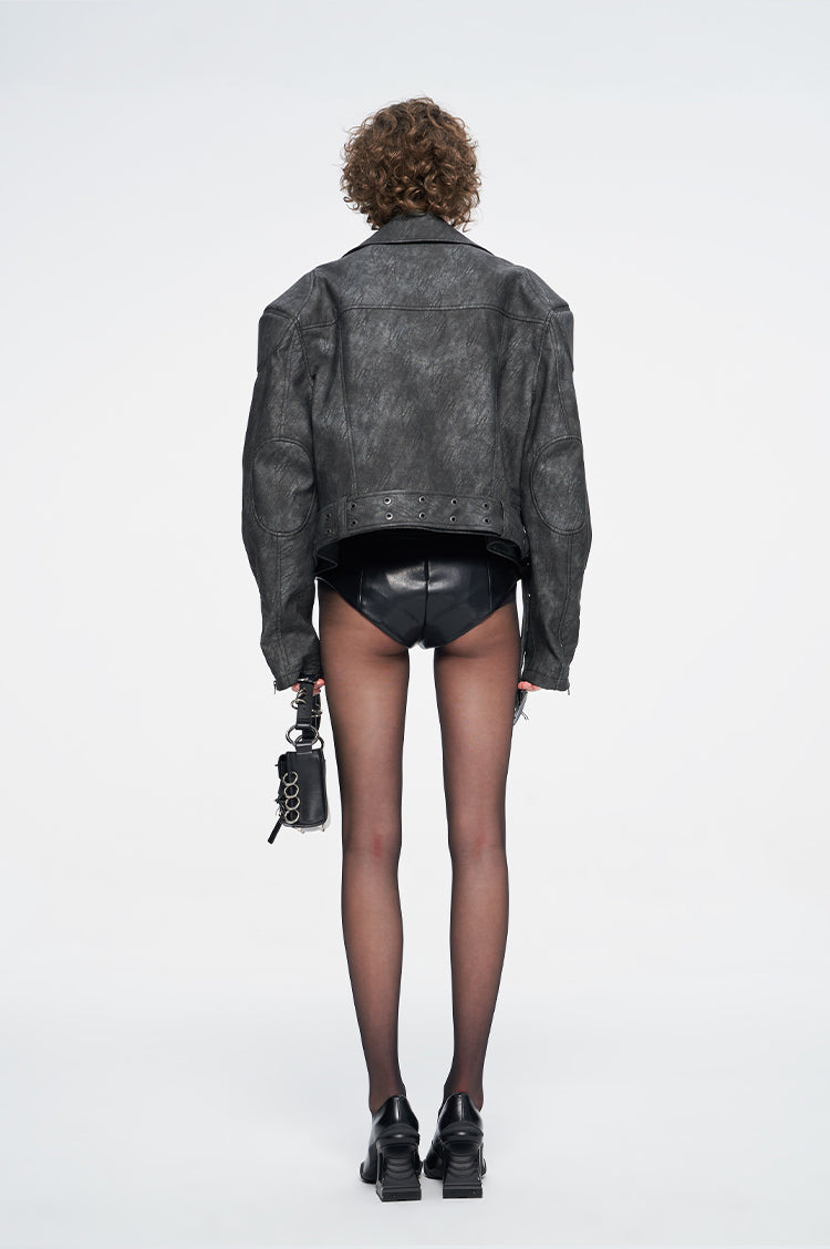 ANNAKIK niche washed retro functional leather jacket-KIYOSHI