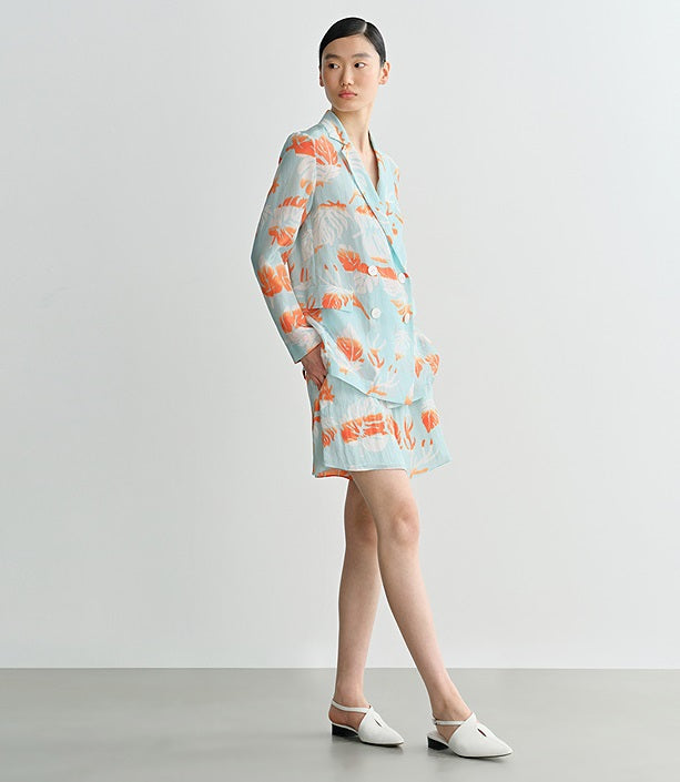 COMME MOI Lv Yan designer summer women's fashion casual print double-breasted suit - EMMA.