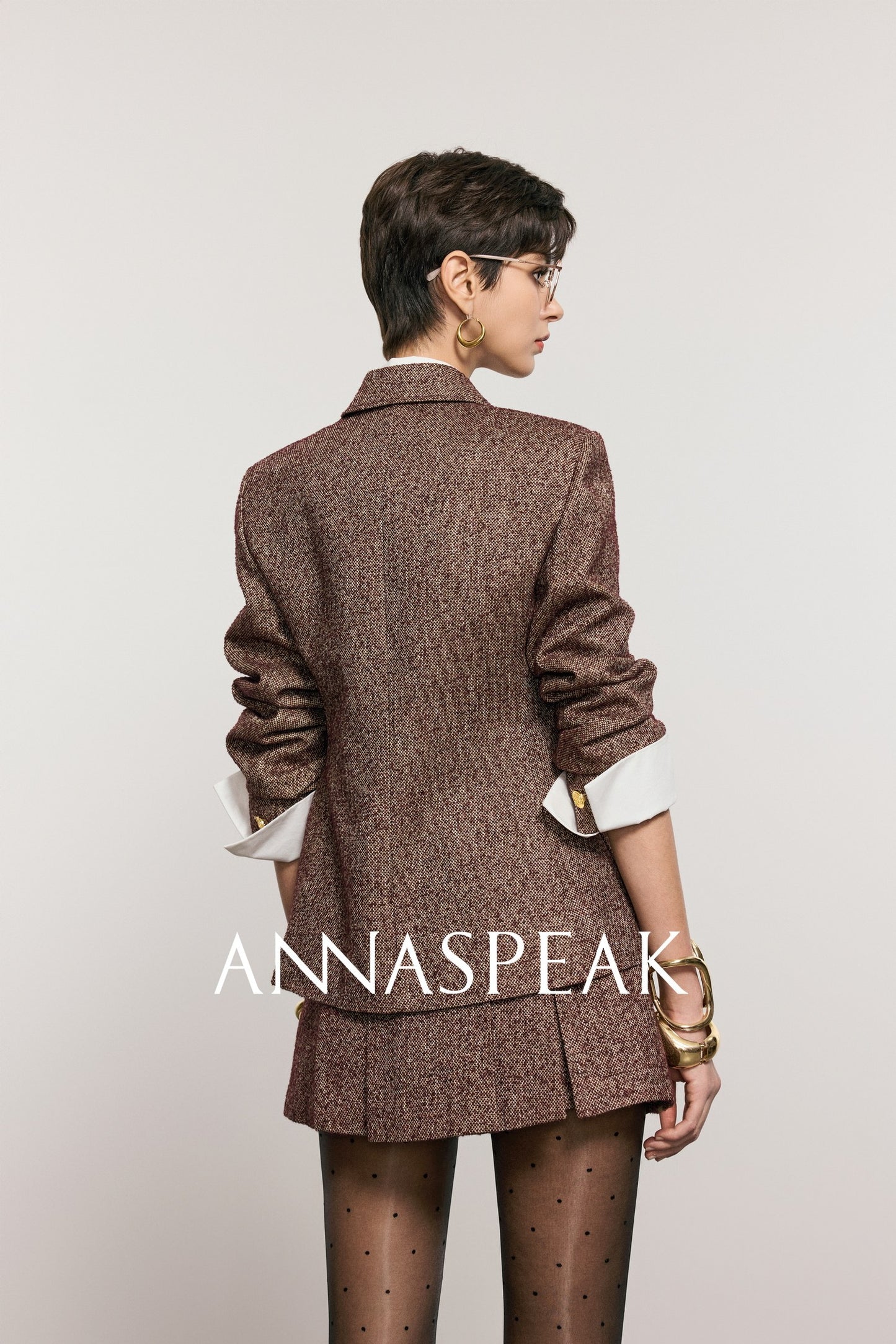 ANNASPEAK ROSSO Red Label  90s Retro Suit Skirt Set-ZEHU.