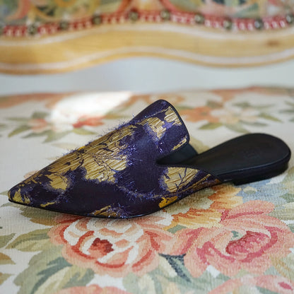 B-FEI rich and elegant special fabric flower flat mules-HASHI.