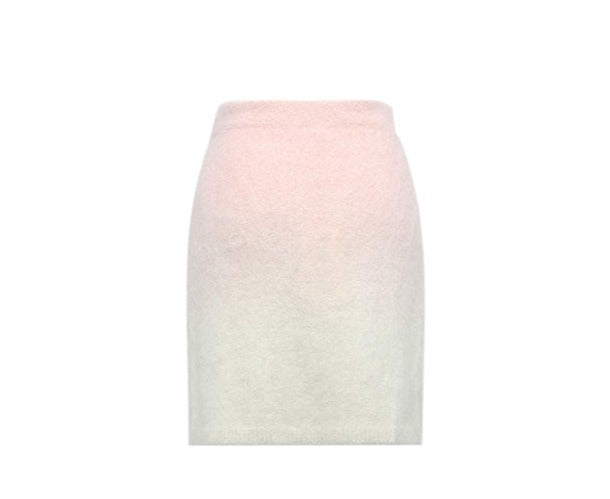 YES BY YESIR Barbie pink ombre Dream alpaca knit skirt top- Liowwa