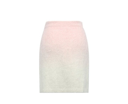 YES BY YESIR Barbie pink ombre Dream alpaca knit skirt top- Liowwa