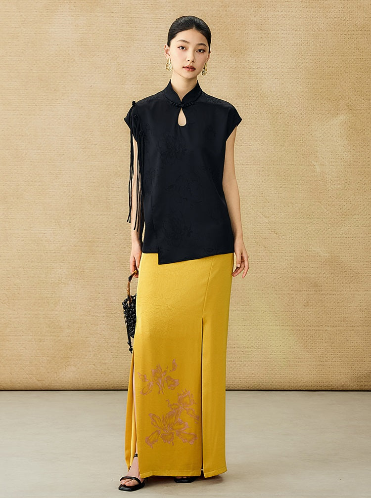 HECO summer high-waisted straight hip slit long skirt - KRISTOFF.