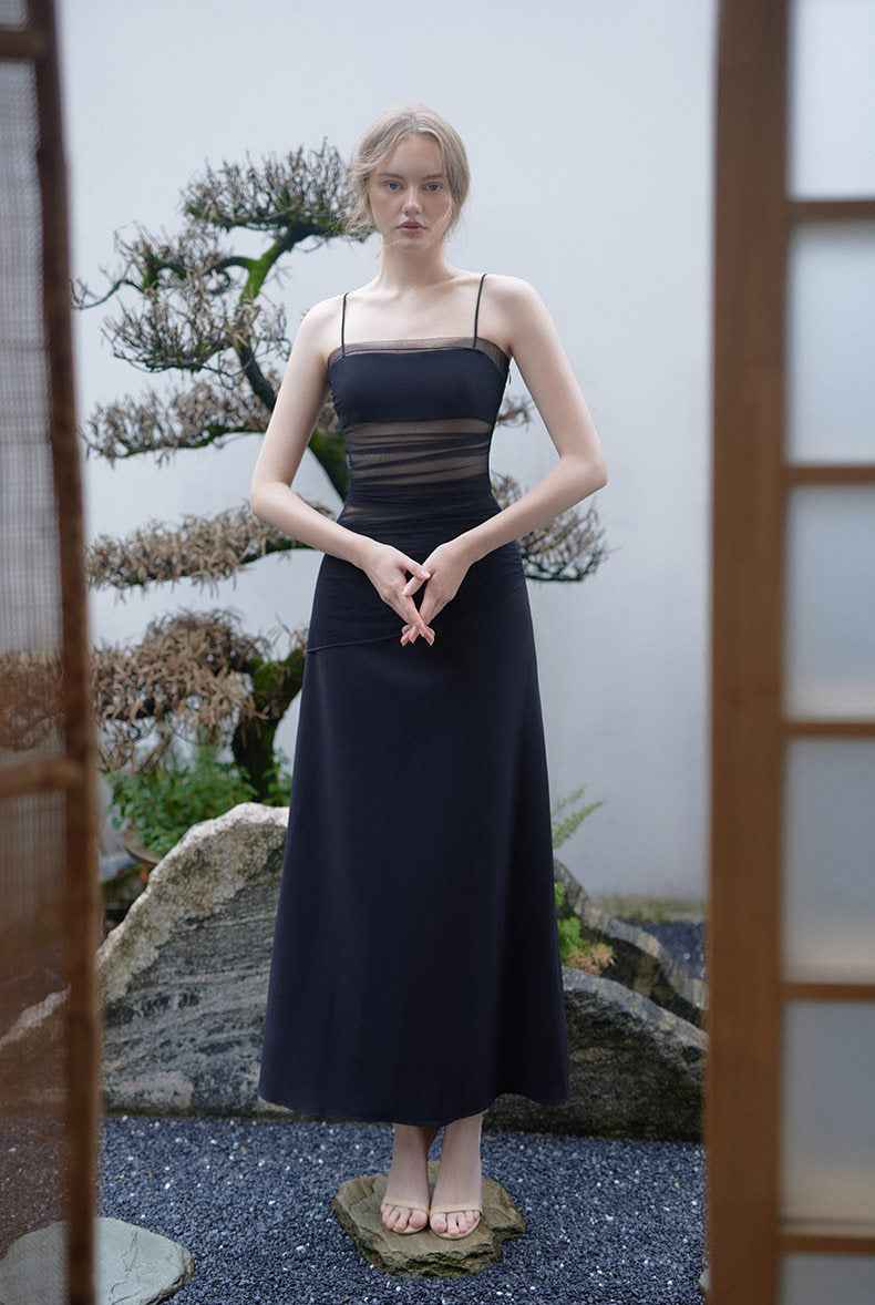GOUDIN black long style luxury evening dress-KAJA.