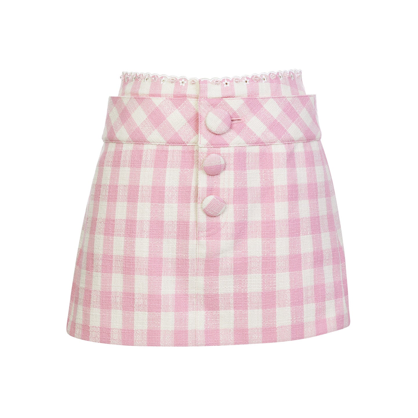 FAME Two Pieces Powder and White Colored Plaid Skirt - ALVIN.