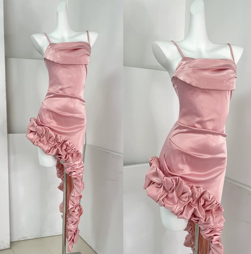 DOLLY Luxury White French Style Stain Sleeveless Irregular Hem Cocktail Dress-Lui