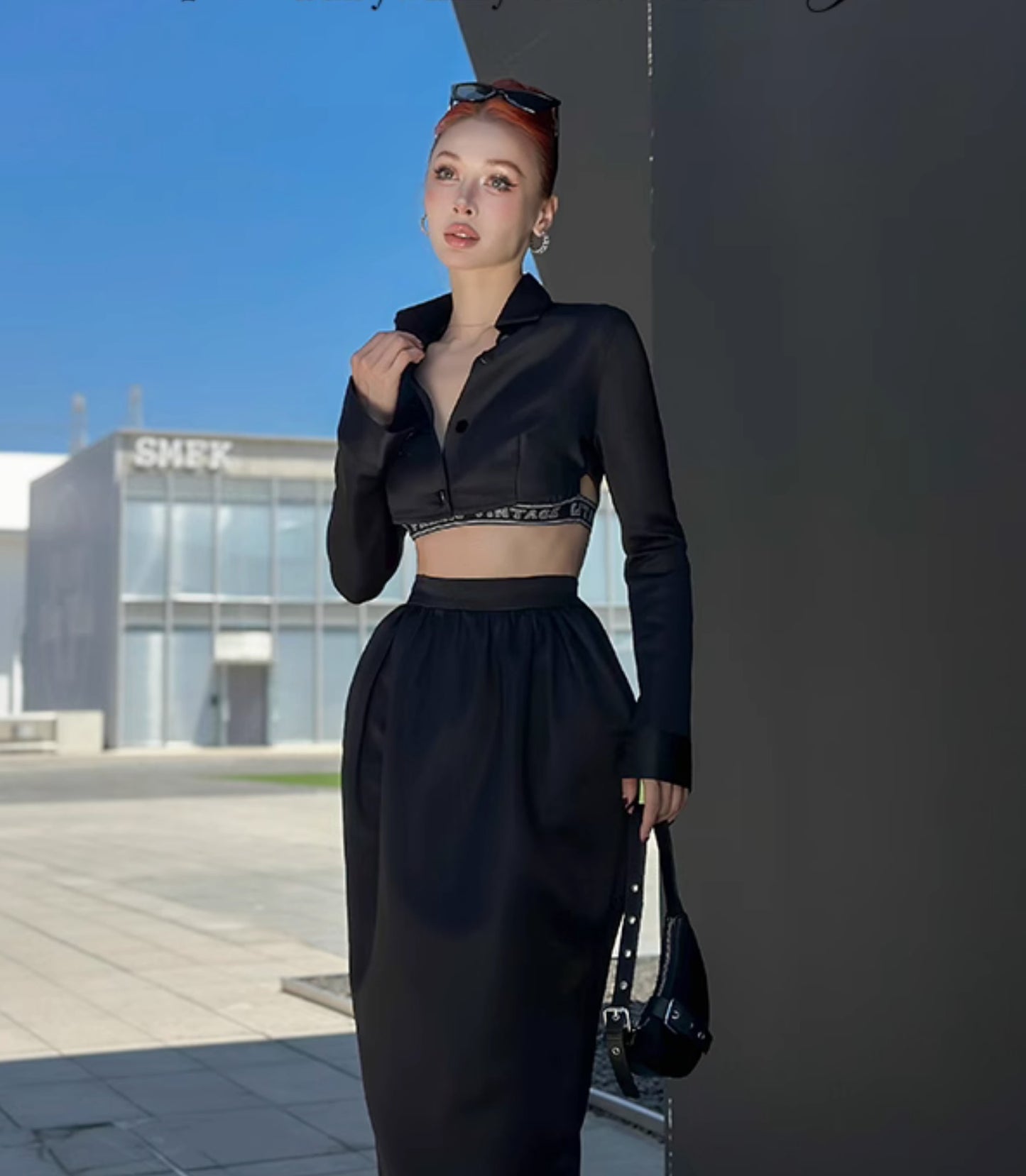 Le Palais Vintage Original Abstinence Babes Black Thick Satin Slim Fit Short Shirt Thin Cup Corset-DIDI