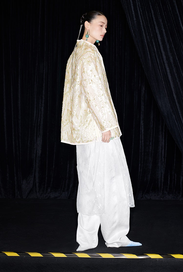 M essential Mackay designer Jinghui embroidered stand-up collar loose jacket - JACKIE.