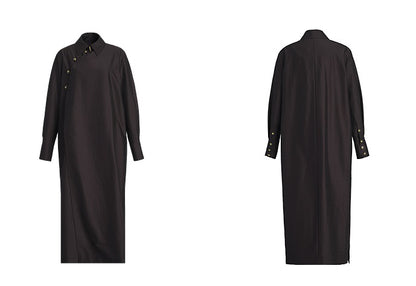 ZHUCHONGYUN Chinese oriental bias shirt collar wool top-YATA.