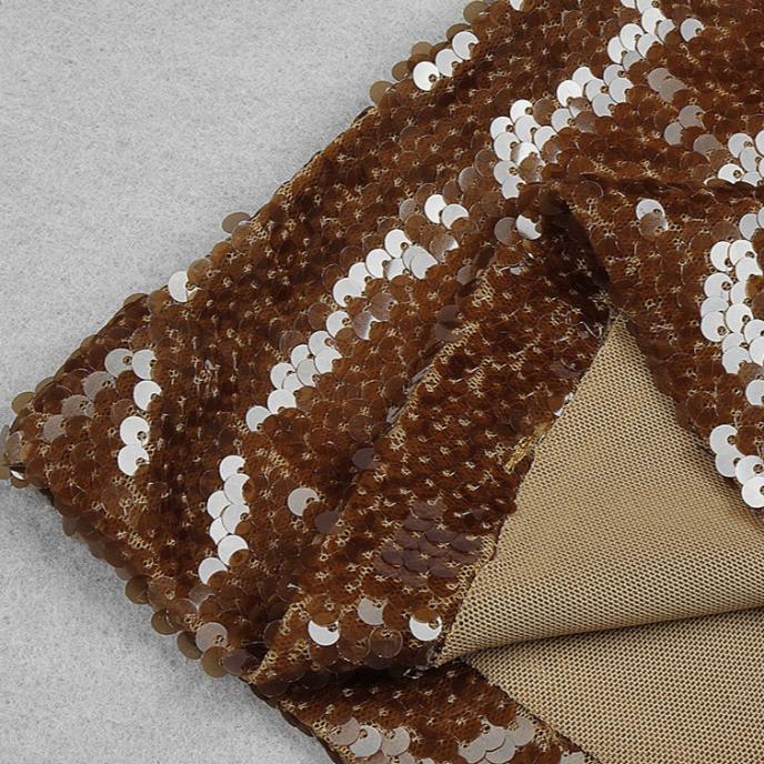 DOLLY High End Brown V-neck Sleeveless Flower Design Long Dress-OVA