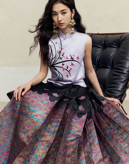 HECO mermaid scale color woven horse face skirt  high waisted long women - will.