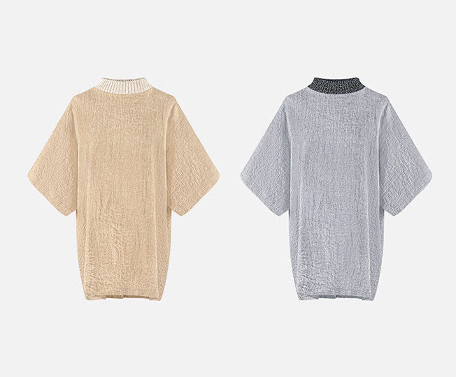 TUYUE One-piece Cut Knit Collar Loose Short Sleeve T-Shirt - BEVERLY.