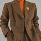Huanzi  worsted wool high-end vintage British women's autumn winter blazer - Tiwe