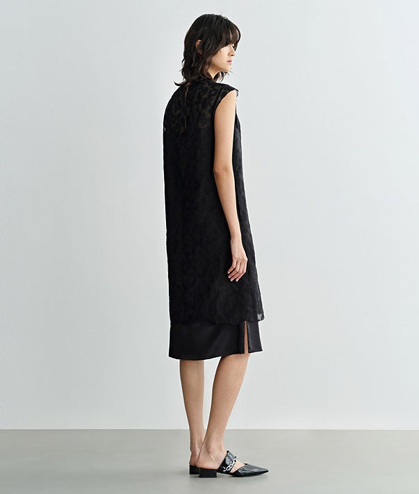 COMME MOI  summer silk embroidered slit midi dress - GLORY.