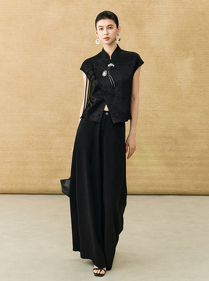 HECO Chinese high-end acetate jacquard drape slimming trousers - QUEEN.