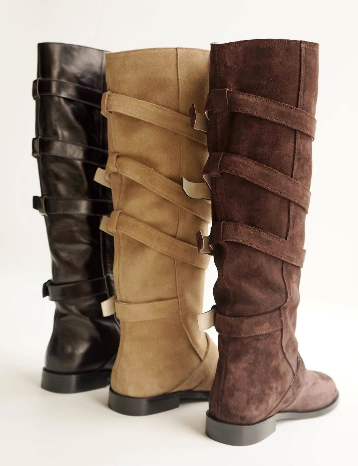 B-FEI belt buckle high-top leather women's fashion boots-YUTA.