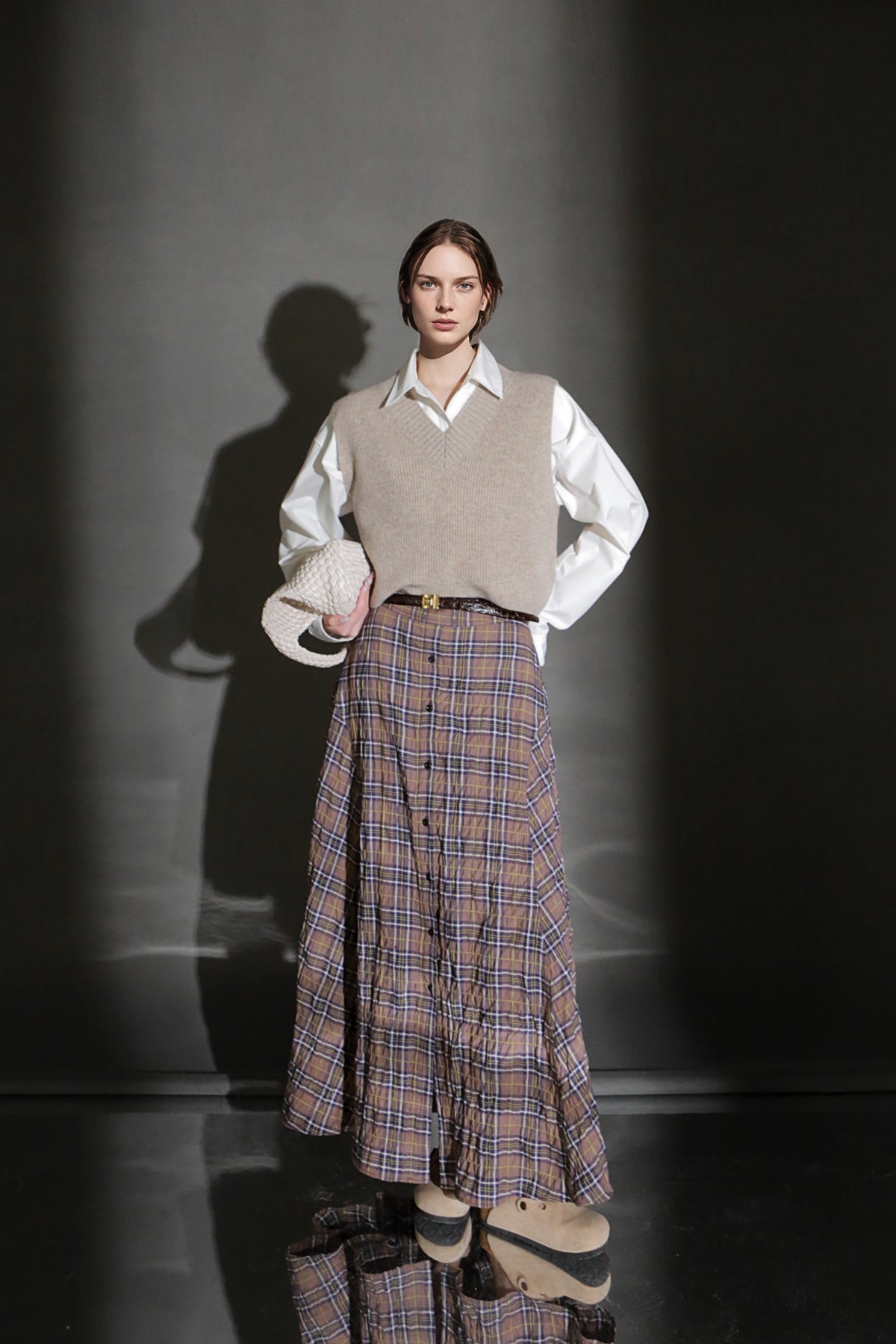 PIAOIN British Style Pattern Design A-Line Women's Fashionable Pleated Skirt -CHARLOTTE