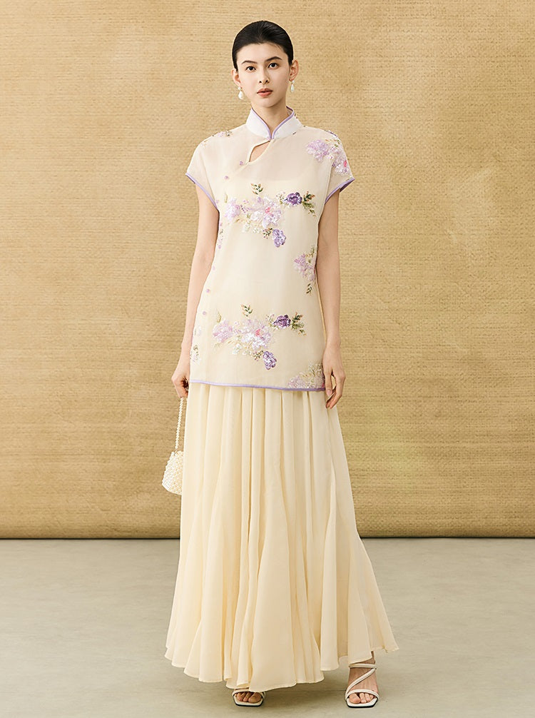 HECO Chinese Solid Color Large Swing Waist Slimming Mermaid Skirt - STARS.