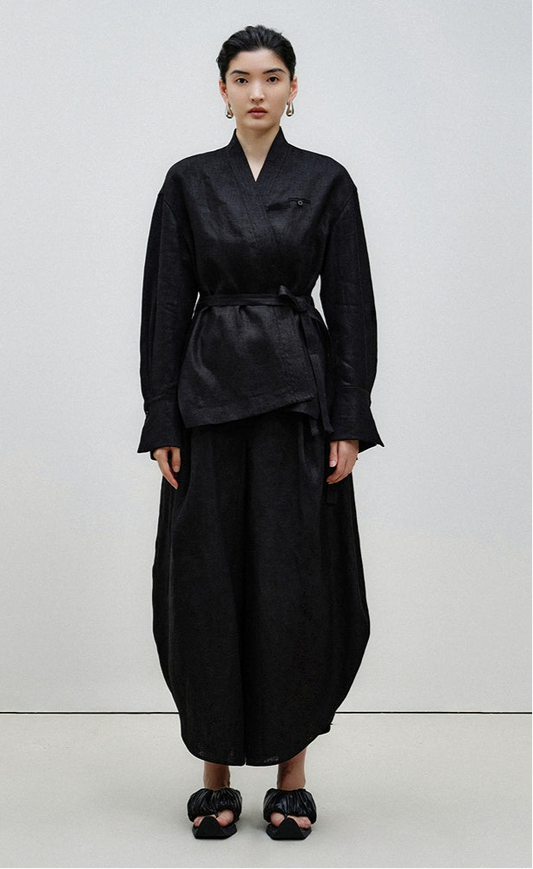 ZHUCHONGYUN cocoon shape with belted long pants--REKI.