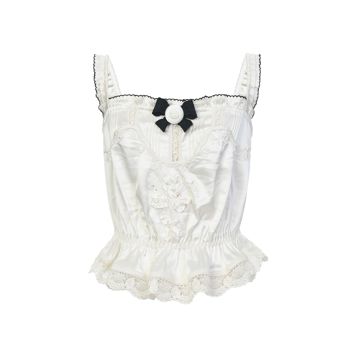 FAME bow embroidered satin top - REMI